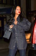 RIHANNA All in Denim Out for Dinner in New York 04/16/2019