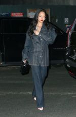 RIHANNA All in Denim Out for Dinner in New York 04/16/2019