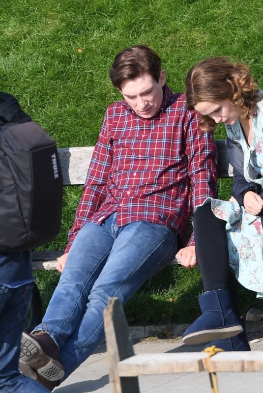 ROSE BYRNE and Domhnall Gleeson on the Set of Peter Rabbit 2 in Richmond 04/01/2019