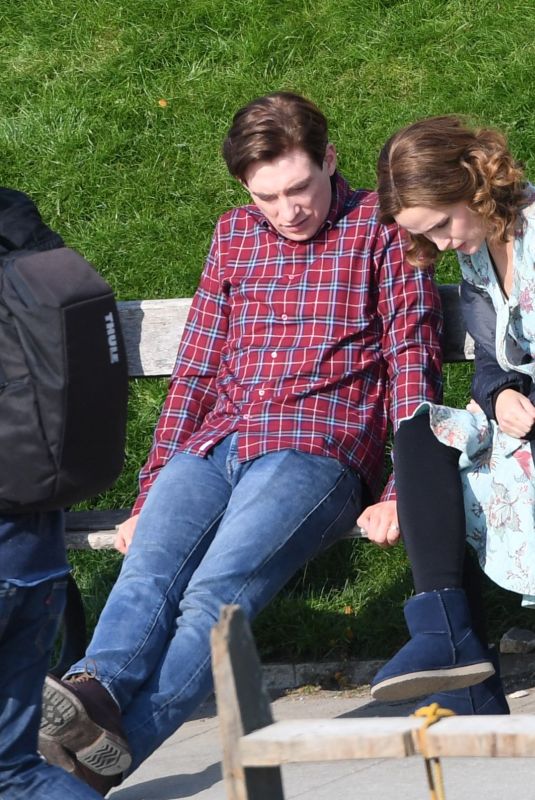 ROSE BYRNE and Domhnall Gleeson on the Set of Peter Rabbit 2 in Richmond 04/01/2019