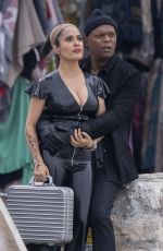 SALMA HAYEK and Samuel L. Jackson on the Set of The Hitman