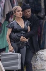SALMA HAYEK and Samuel L. Jackson on the Set of The Hitman