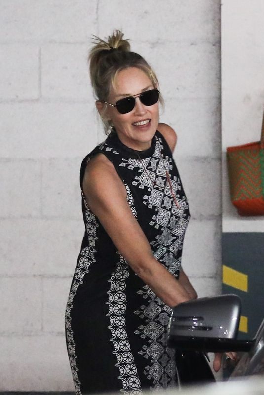 SHARON STONE at a Salon in Beverly Hills 08/04/2019