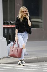 SIENNA MILLER in Ripped Jeans Out in New York 04/09/2019