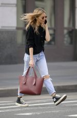 SIENNA MILLER in Ripped Jeans Out in New York 04/09/2019