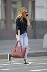 SIENNA MILLER in Ripped Jeans Out in New York 04/09/2019