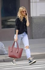 SIENNA MILLER in Ripped Jeans Out in New York 04/09/2019