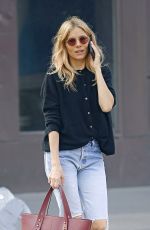 SIENNA MILLER in Ripped Jeans Out in New York 04/09/2019