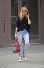 SIENNA MILLER in Ripped Jeans Out in New York 04/09/2019
