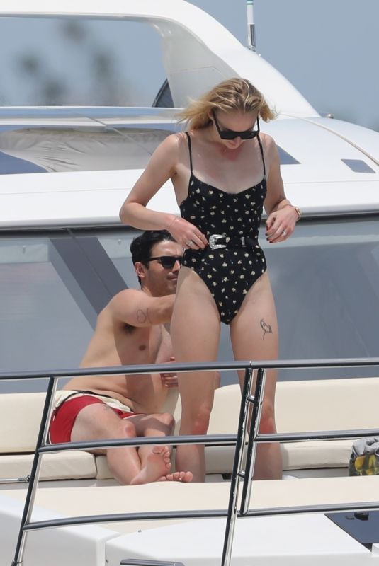 SOPHIE TURNER and Joe Jonas at a Boat in Cabo San Lucas 04/18/2019