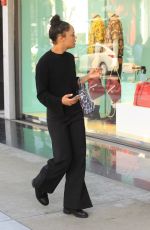 TESSA THOMPSON Shopping on Rodeo Drive in Beverly Hills 04/17/2019