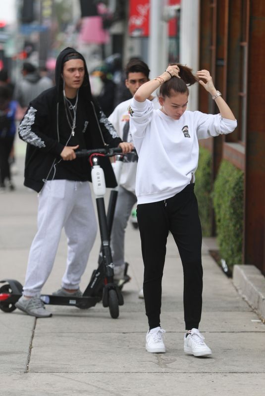 THYLANE BLONDEAU and Samuel Bensoussan Riding Bird Scooters in West Hollywood 04/27/2019