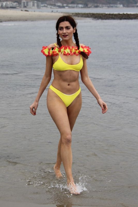 BLANCA BLANCO in Yellow Bikini at a Beach in Malibu 04/30/2019