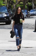 CARA SANTANA in Ripped Denim Out and About in Hollywood 05/24/2019