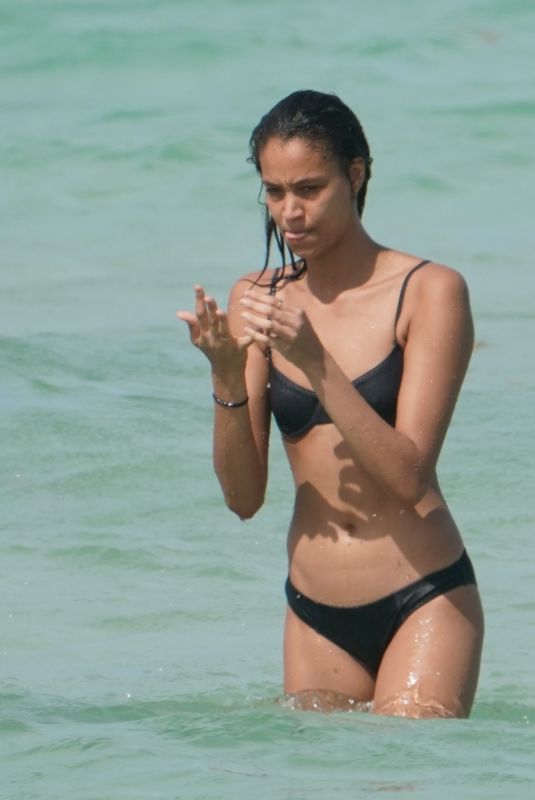 CHANTAL MONAGHAN in Bikini on the Beach in Miami 05/08/2019