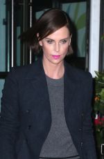 CHARLIZE THERON Heading to Late Night with Seth Meyers in New York 05/01/2019
