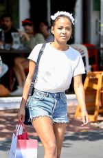 CHRISTINA MILIAN in Denim Shorts Shopping at Fred Segal in West Hollywood 05/11/2019