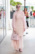 ELLE FANNING Leaves Hotel Martinez in Cannes 05/23/2019
