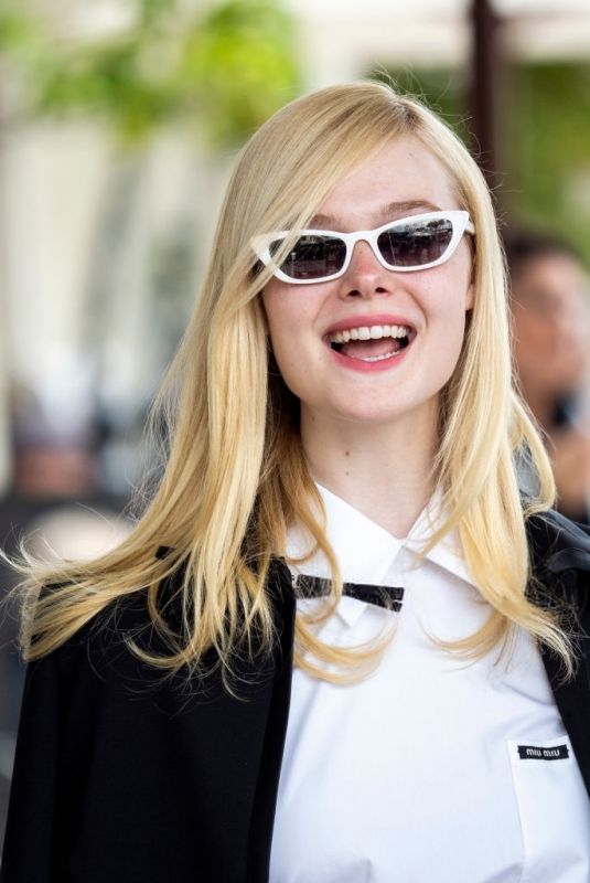 ELLE FANNING Leaves Martinez Hotel in Cannes 05/20/2019