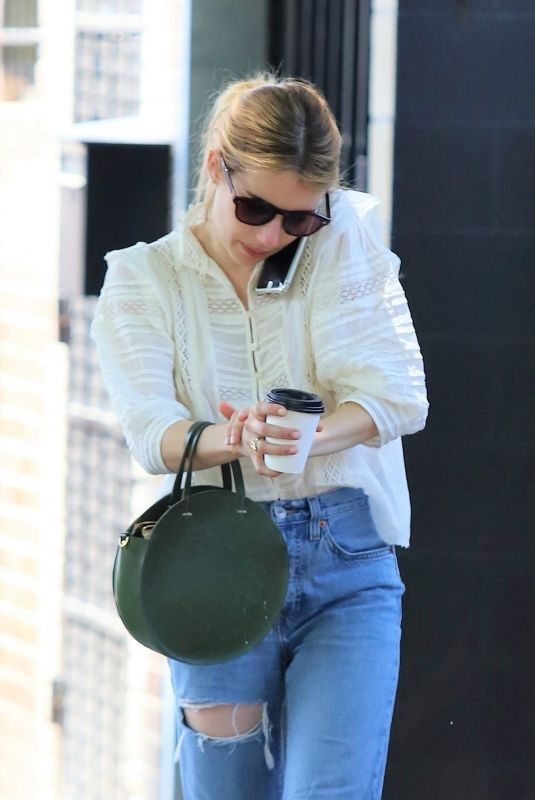 EMMA ROBERTS in Ripped Jeans Out for Lunch in Los Feliz 05/04/2019