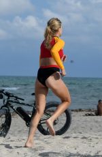 EUGENIE BOUCHARD in Bikini Working Out at Miami Beach 05/18/2019