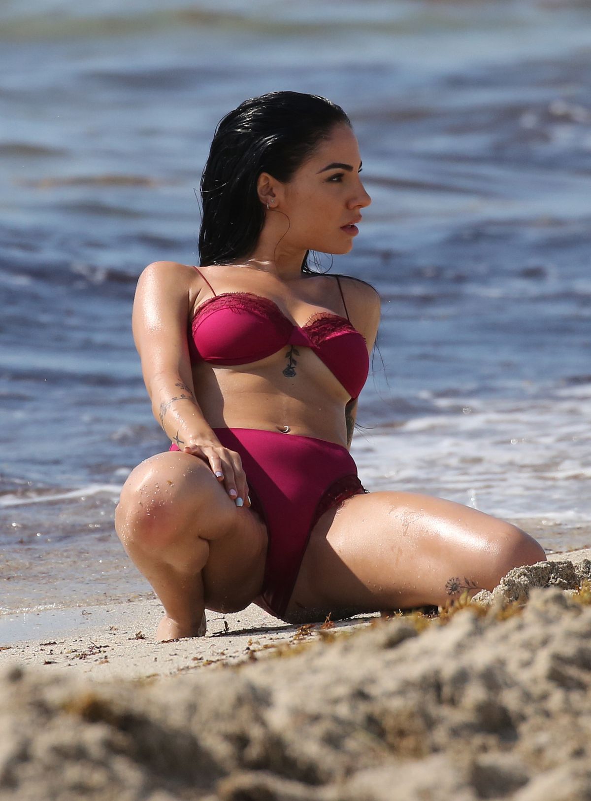 GIULIA DE LELLIS in Bikini on the Beach in Miami 04/29/2019.