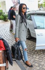 JASMINE TOOKES in Riped Jeans at Martinez Hotel in Cannes 05/24/2019