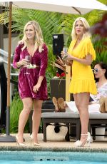 JENNIE GARTH and TORI SPELLING on the Set of Beverly Hills 90210 in Vancouver 05/29/2019