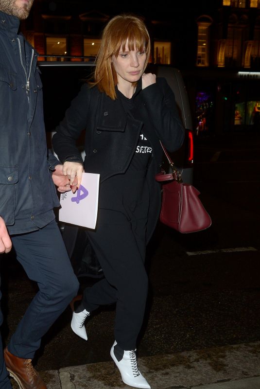 JESSICA CHASTAIN Arrives at Her Hotel in London 05/24/2019