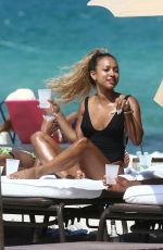 KARRUECHE TRAN in Swimsuit on the Beach in Miami 05/13/2019