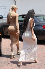 KIM and KHLOE KARDASHIAN in Bodycon Dresses Out in Malibu 05/03/2019