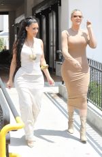 KIM and KHLOE KARDASHIAN in Bodycon Dresses Out in Malibu 05/03/2019