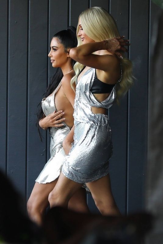 KIM KARDASHIAN and PARIS HILTON on the Set of Paris Hilton Video Shoot in West Hollywood 05/02/2019