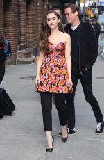 LILY COLLINS Arrives at Late Show with Stephen Colbert in New York 05/02/2019