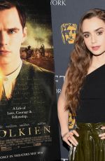 LILY COLLINS at Bafta Tolkien Screening in New York 05/01/2019