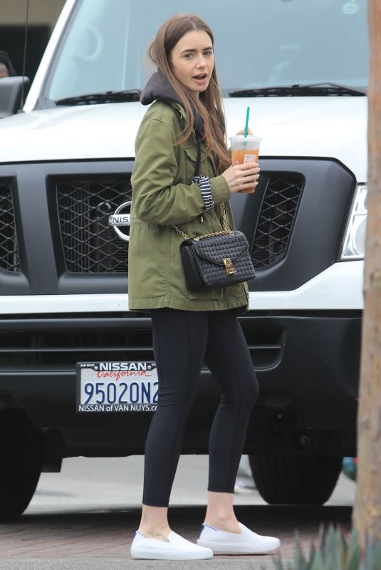 LILY COLLINS at Starbucks in West Hollywood 05/14/2019