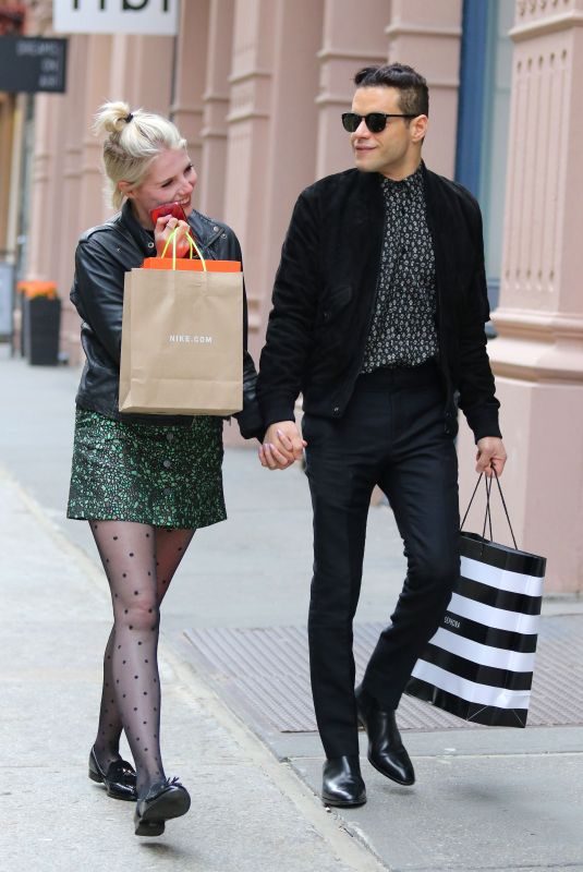 LUCY BOYNTON and Rami Malek Out Shopping in New York 04/29/2019