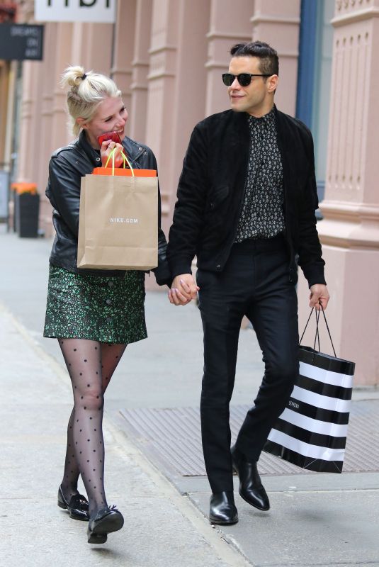LUCY BOYNTON and Rami Malek Out Shopping in New York 04/29/2019