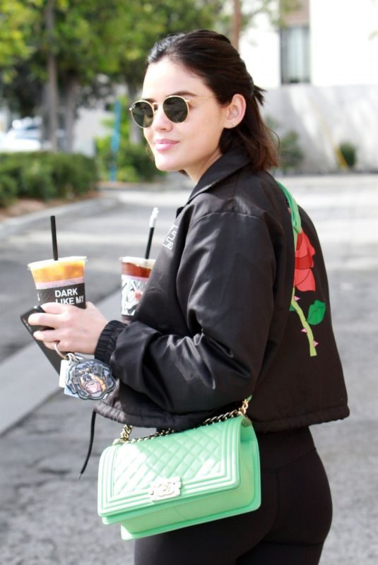 LUCY HALE Leaves Alfred’s Coffee in Los Angeles 05/18/2019
