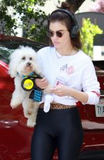 LUCY HALE Out with Her Dog in Los Angeles 05/01/2019