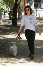LUCY HALE Out with Her Dog in Los Angeles 05/01/2019