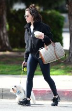 LUCY HALE Out with Her Dog in Los Angeles 05/01/2019