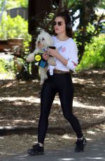 LUCY HALE Out with Her Dog in Los Angeles 05/01/2019