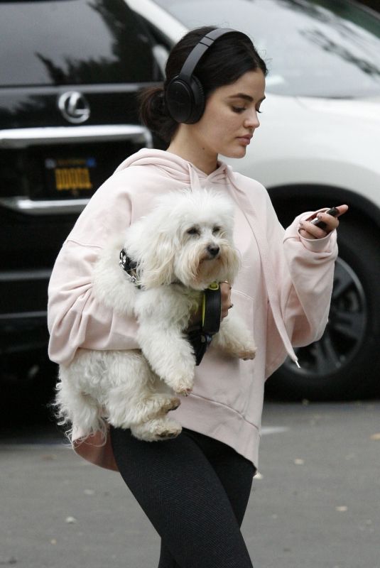 LUCY HALE Out with Her Dog in Los Angeles 05/18/2019