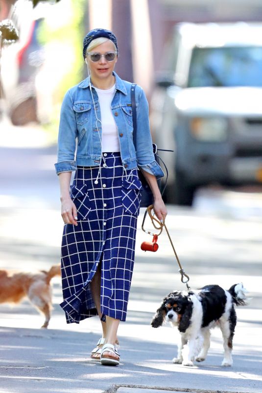 MICHELLE WILLIAMS Out with Her Dog in New York 05/23/2019