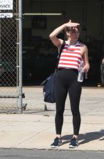 MILLA JOVOVICH Leaves a Gym in Los Angeles 05/30/2019