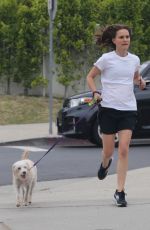NATALIE PORTMAN Out Running with Her Dog in Los Angeles 05/14/2019