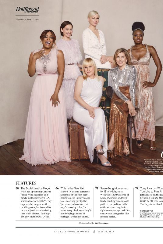 NIECY NASH, EMILIA CLARKE, PATRICIA ARQUETTE, MICHELLE WILLIAMS, CHRISTINE BARANSKI and DANAI GURIRA in The Hollywood Reporter, Drama Actress Roundtable, May 2019