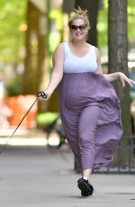 Pregnant AMY SCHUMER Out with Her Dog in New York 05/18/2019