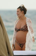 Pregnant SAMANTHA HOOPES in Bikini at a Beach in Miami 05/12/2019